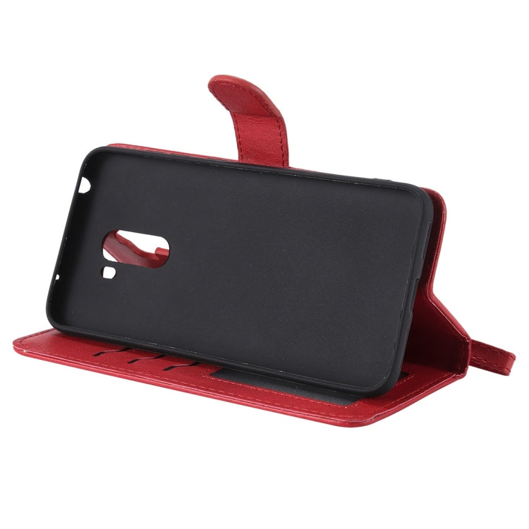 For Xiaomi Pocophone F1 Solid Color Horizontal Flip Protective Case with Holder & Card Slots & Wallet & Photo Frame & Lanyard