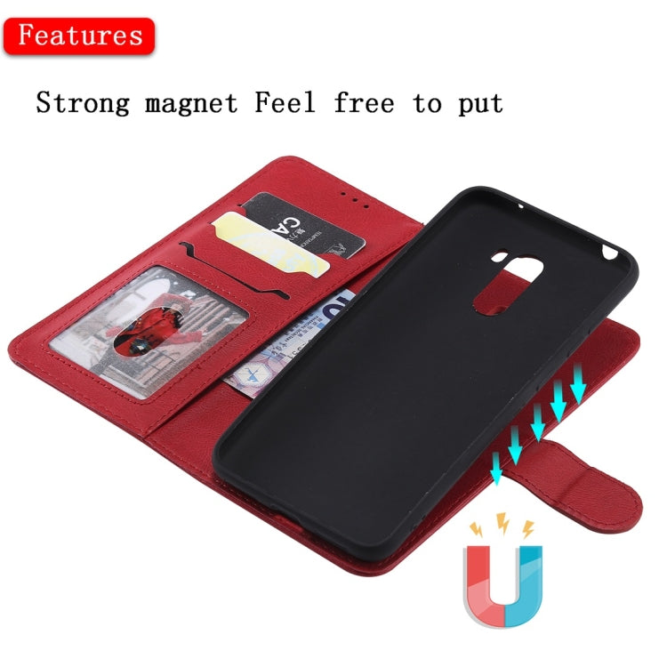 For Xiaomi Pocophone F1 Solid Color Horizontal Flip Protective Case with Holder & Card Slots & Wallet & Photo Frame & Lanyard