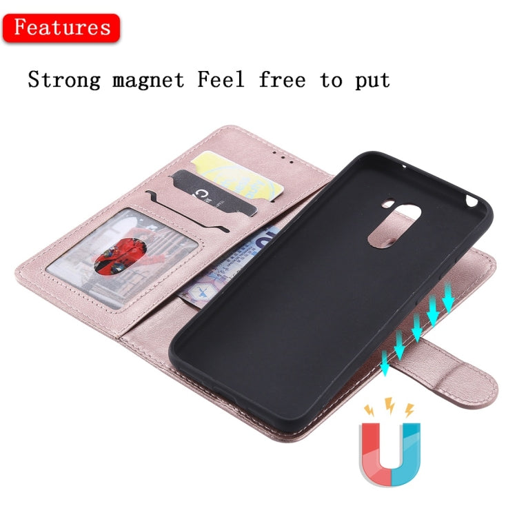 For Xiaomi Pocophone F1 Solid Color Horizontal Flip Protective Case with Holder & Card Slots & Wallet & Photo Frame & Lanyard
