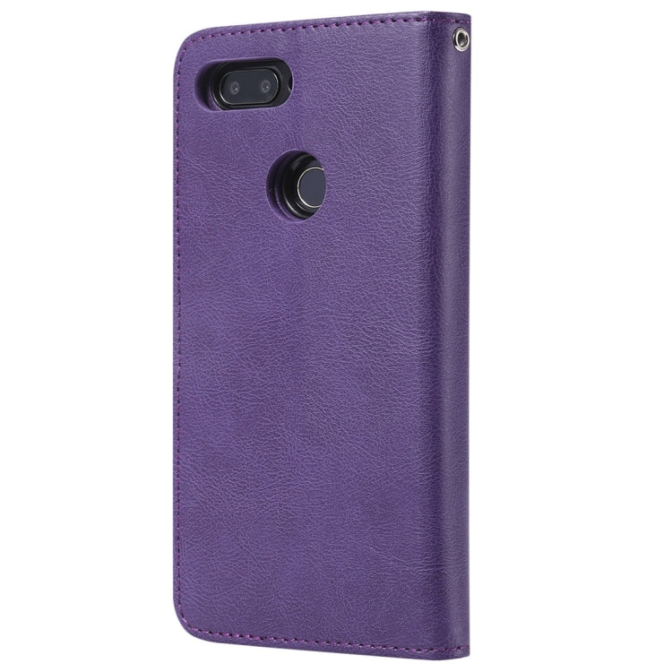 For Xiaomi Mi 8 Lite Solid Color Horizontal Flip Protective Case with Holder & Card Slots & Wallet & Photo Frame & Lanyard