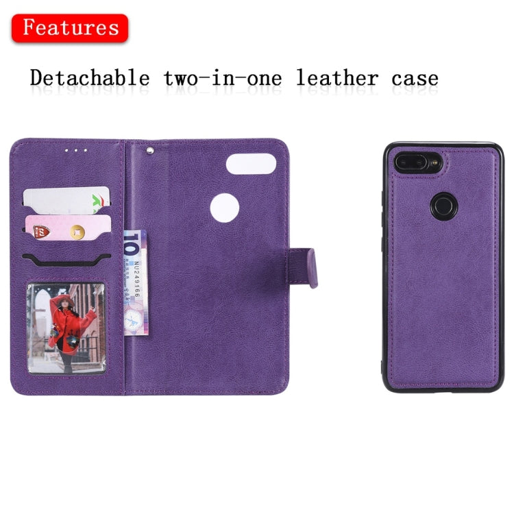 For Xiaomi Mi 8 Lite Solid Color Horizontal Flip Protective Case with Holder & Card Slots & Wallet & Photo Frame & Lanyard