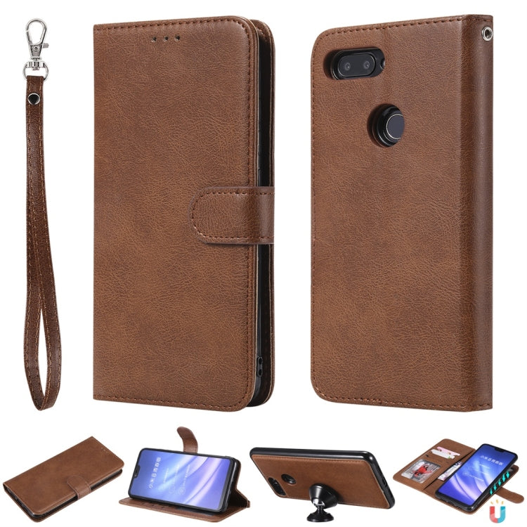 For Xiaomi Mi 8 Lite Solid Color Horizontal Flip Protective Case with Holder & Card Slots & Wallet & Photo Frame & Lanyard