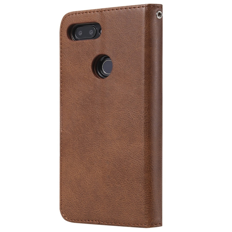 For Xiaomi Mi 8 Lite Solid Color Horizontal Flip Protective Case with Holder & Card Slots & Wallet & Photo Frame & Lanyard