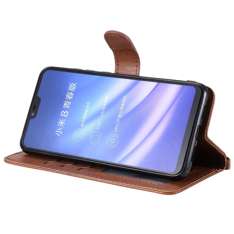 For Xiaomi Mi 8 Lite Solid Color Horizontal Flip Protective Case with Holder & Card Slots & Wallet & Photo Frame & Lanyard