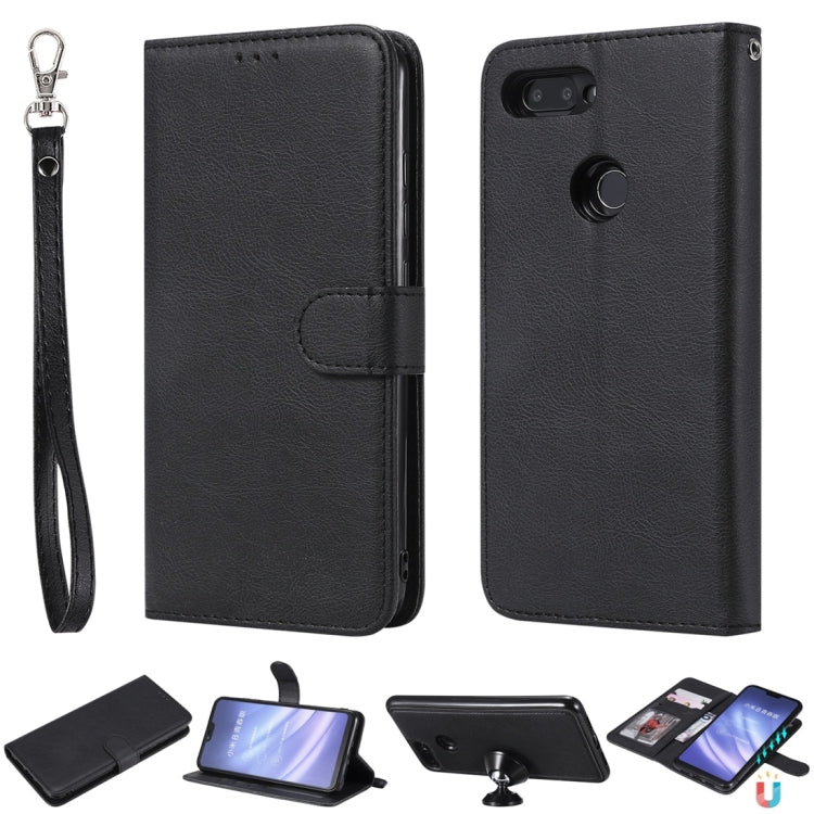 For Xiaomi Mi 8 Lite Solid Color Horizontal Flip Protective Case with Holder & Card Slots & Wallet & Photo Frame & Lanyard