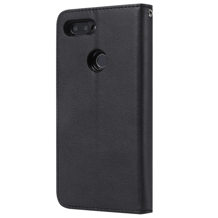 For Xiaomi Mi 8 Lite Solid Color Horizontal Flip Protective Case with Holder & Card Slots & Wallet & Photo Frame & Lanyard