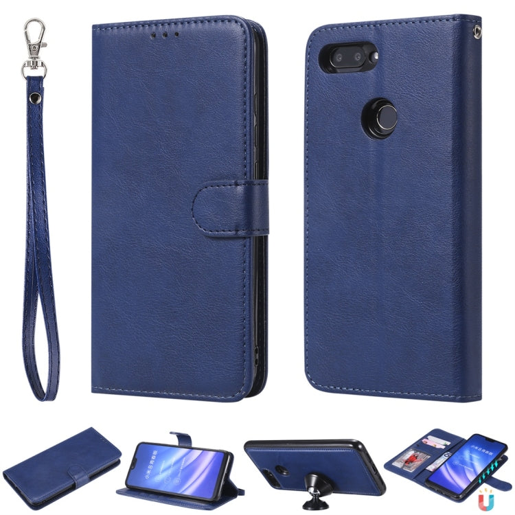 For Xiaomi Mi 8 Lite Solid Color Horizontal Flip Protective Case with Holder & Card Slots & Wallet & Photo Frame & Lanyard