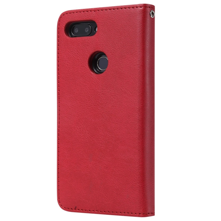 For Xiaomi Mi 8 Lite Solid Color Horizontal Flip Protective Case with Holder & Card Slots & Wallet & Photo Frame & Lanyard