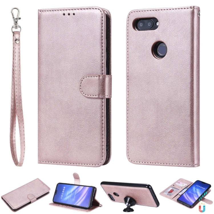 For Xiaomi Mi 8 Lite Solid Color Horizontal Flip Protective Case with Holder & Card Slots & Wallet & Photo Frame & Lanyard