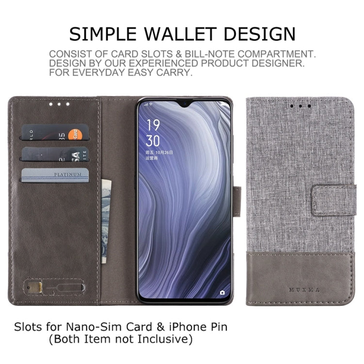 For OPPO Reno Z MUMXA MX102 Horizontal Flip Canvas Stitching Leather Case with Holder & Card Slots & Wallet(Grey)