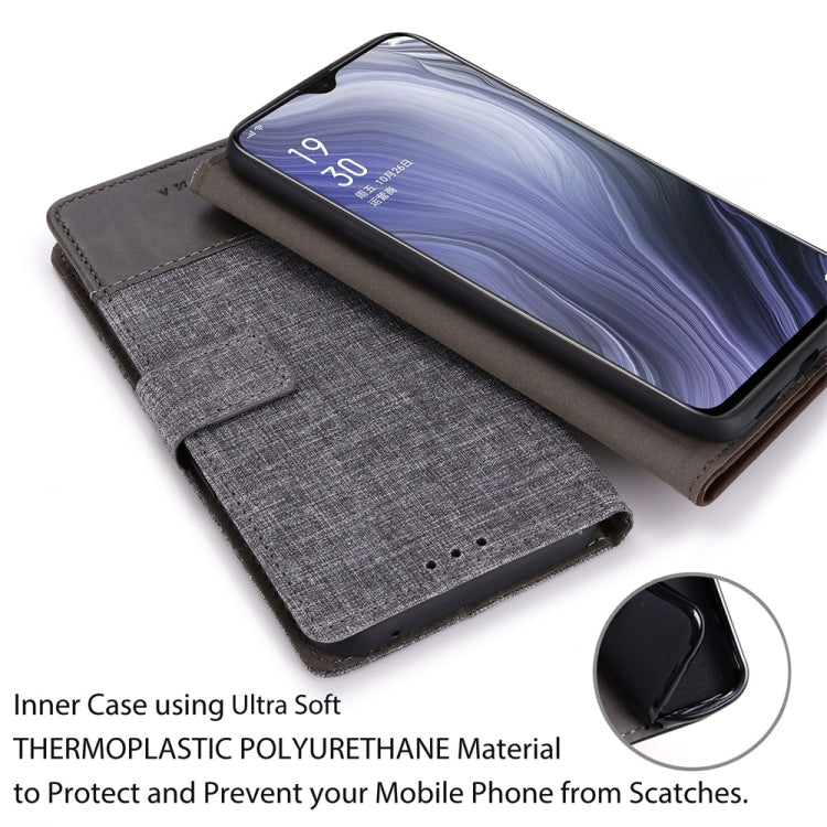 For OPPO Reno Z MUMXA MX102 Horizontal Flip Canvas Stitching Leather Case with Holder & Card Slots & Wallet(Grey)