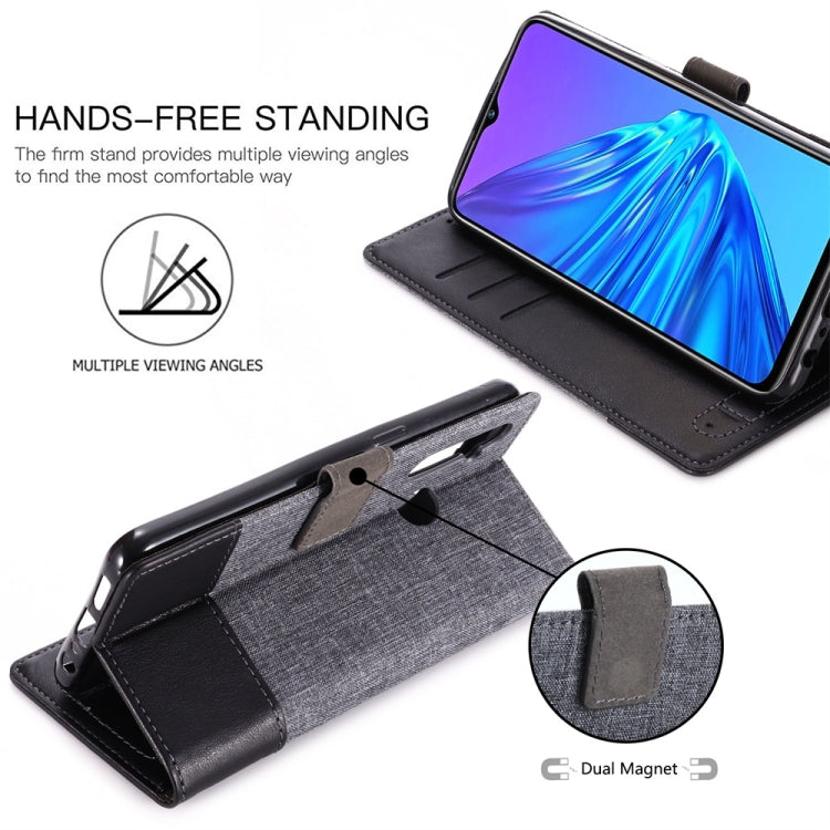 For OPPO Realme 5 MUMXA MX102 Horizontal Flip Canvas Stitching Leather Case with Holder & Card Slots & Wallet