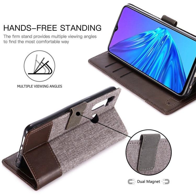 For OPPO Realme 5 MUMXA MX102 Horizontal Flip Canvas Stitching Leather Case with Holder & Card Slots & Wallet