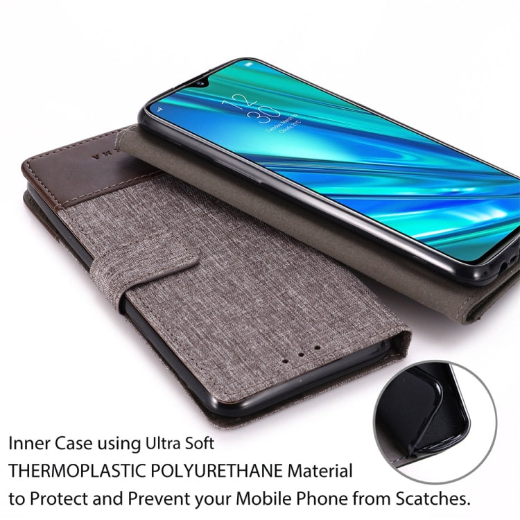 For OPPO Realme 5 Pro MUMXA MX102 Horizontal Flip Canvas Stitching Leather Case with Holder & Card Slots & Wallet(Brown)