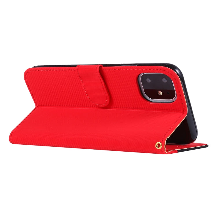 For iPhone 11 Fabric Stitching Embroidery Horizontal Flip Leather Case With Holder & Card Slots & Wallet