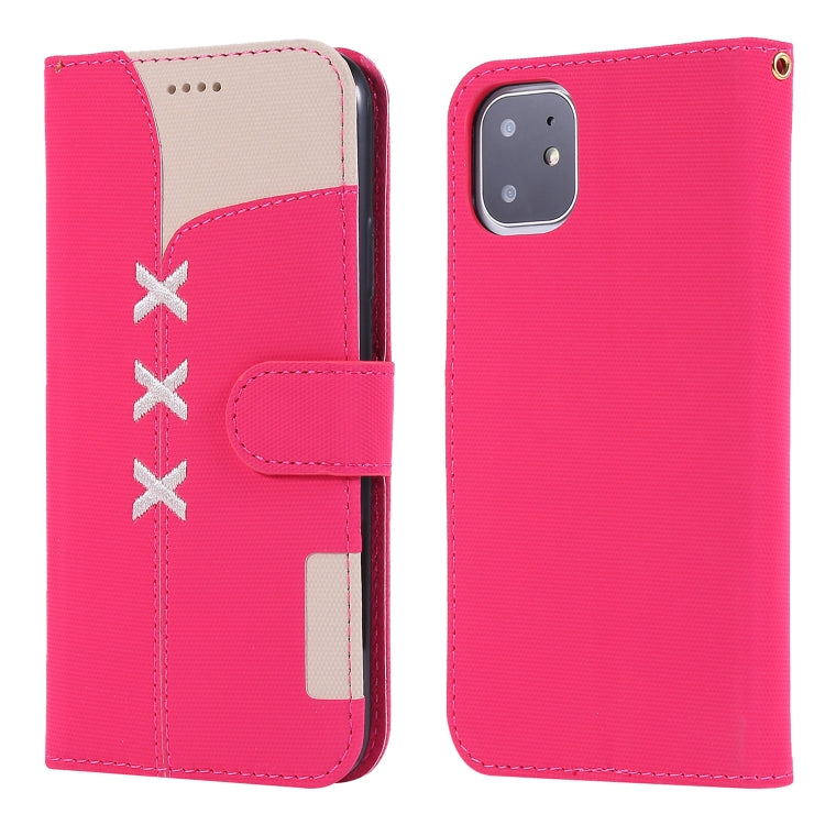 For iPhone 11 Fabric Stitching Embroidery Horizontal Flip Leather Case With Holder & Card Slots & Wallet