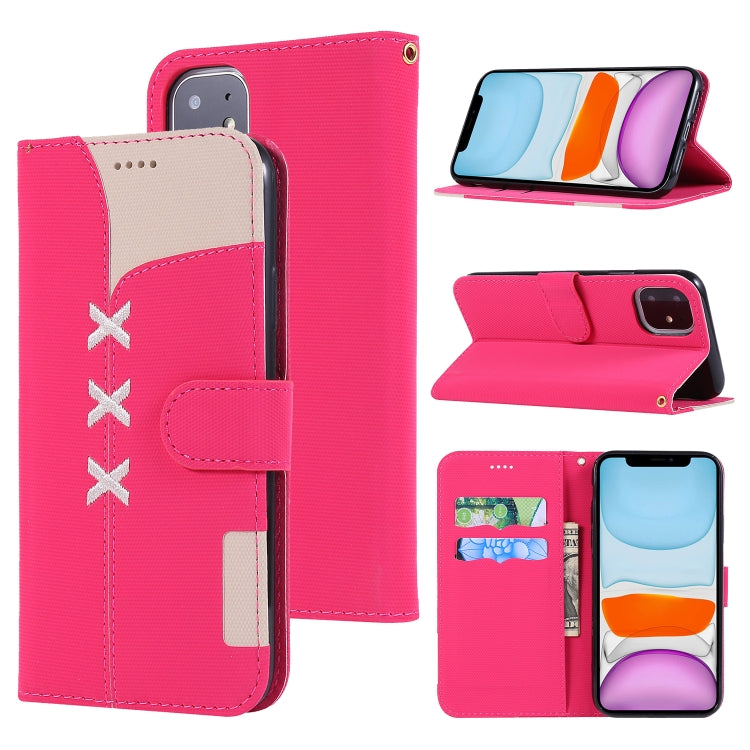 For iPhone 11 Fabric Stitching Embroidery Horizontal Flip Leather Case With Holder & Card Slots & Wallet