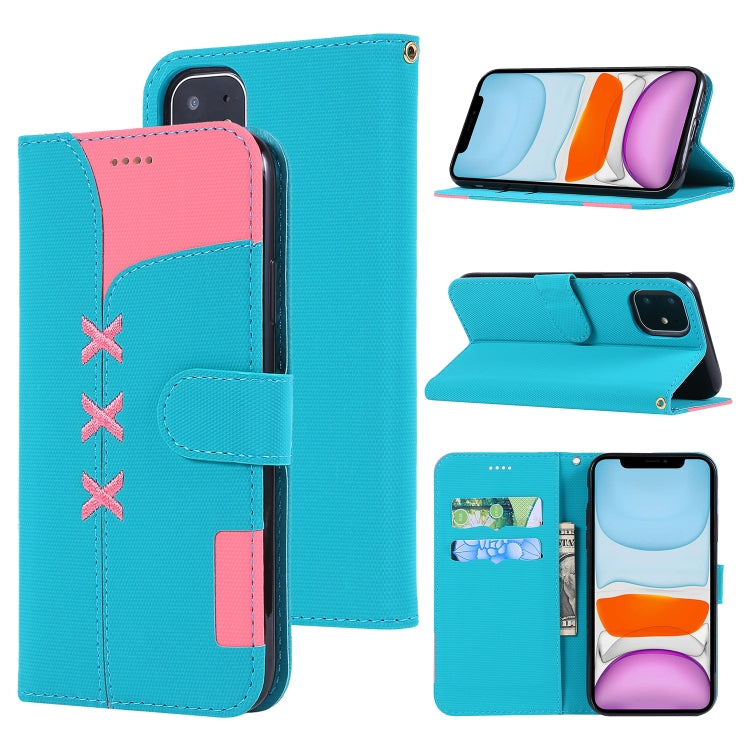 For iPhone 11 Fabric Stitching Embroidery Horizontal Flip Leather Case With Holder & Card Slots & Wallet