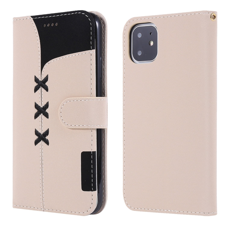 For iPhone 11 Fabric Stitching Embroidery Horizontal Flip Leather Case With Holder & Card Slots & Wallet