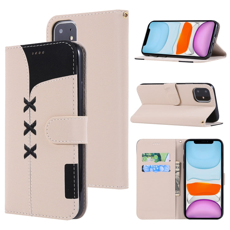 For iPhone 11 Fabric Stitching Embroidery Horizontal Flip Leather Case With Holder & Card Slots & Wallet