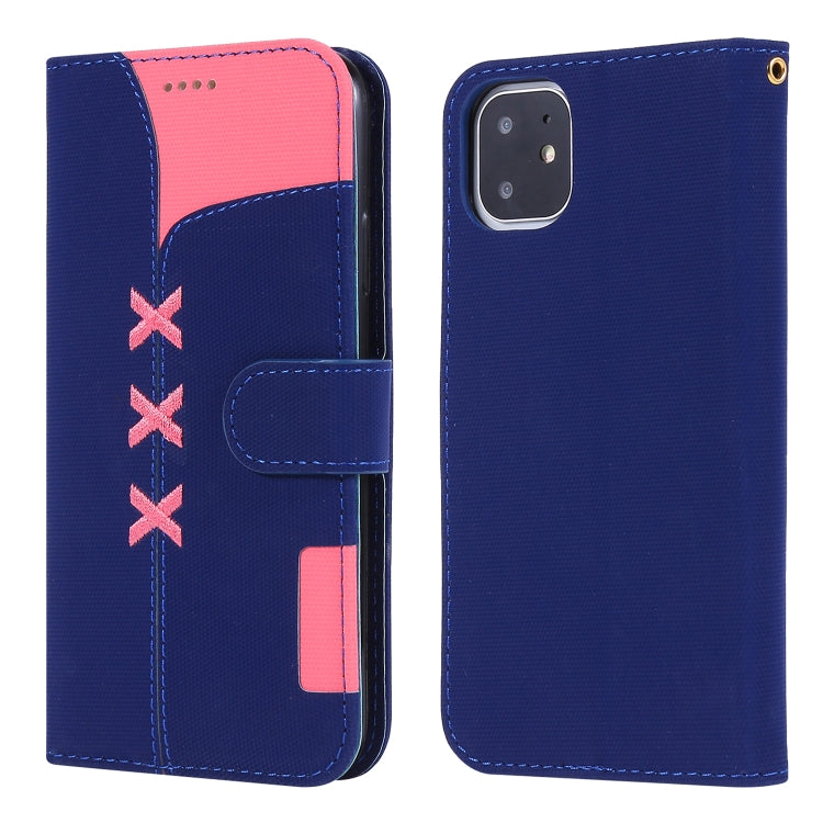 For iPhone 11 Fabric Stitching Embroidery Horizontal Flip Leather Case With Holder & Card Slots & Wallet