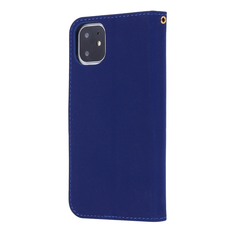 For iPhone 11 Fabric Stitching Embroidery Horizontal Flip Leather Case With Holder & Card Slots & Wallet