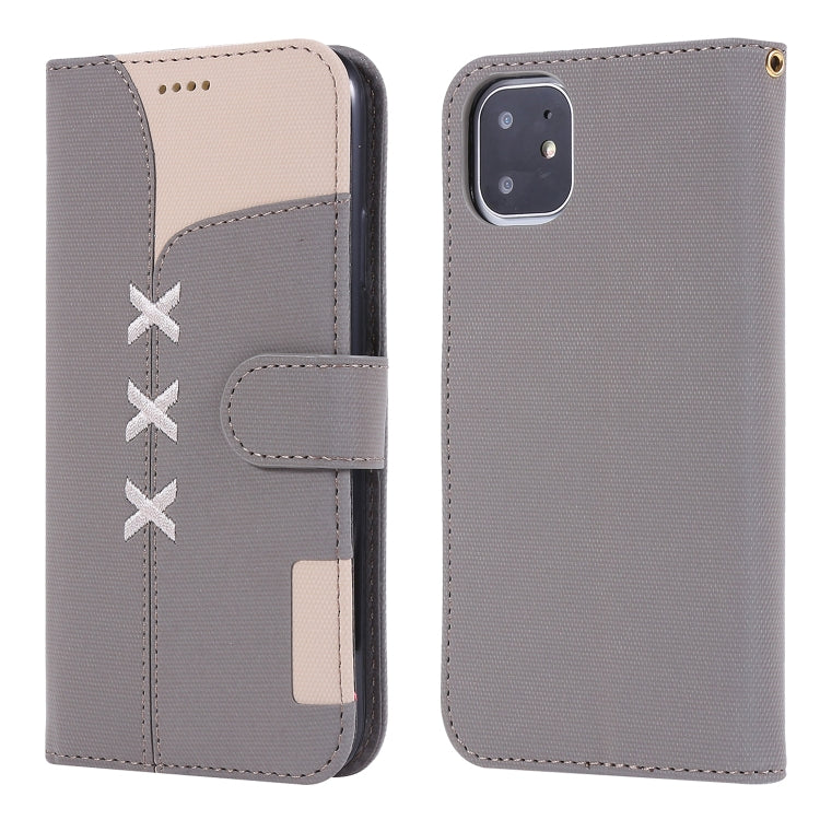 For iPhone 11 Fabric Stitching Embroidery Horizontal Flip Leather Case With Holder & Card Slots & Wallet