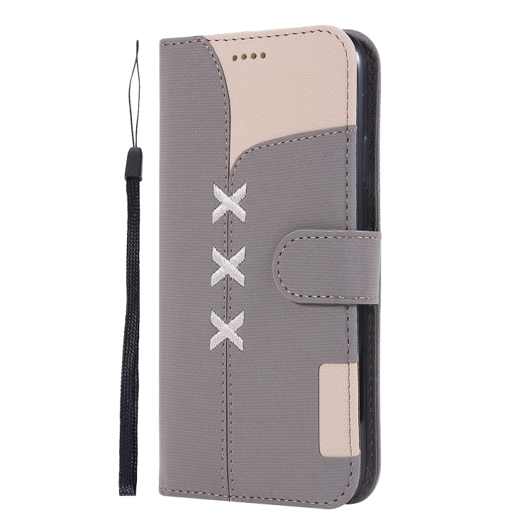 For iPhone 11 Fabric Stitching Embroidery Horizontal Flip Leather Case With Holder & Card Slots & Wallet