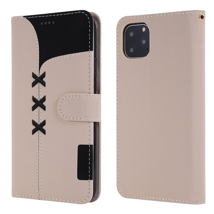 For iPhone 11 Pro Fabric Stitching Embroidery Horizontal Flip Leather Case With Holder & Card Slots & Wallet