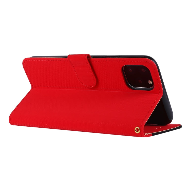 For iPhone 11 Pro Max Fabric Stitching Embroidery Horizontal Flip Leather Case With Holder & Card Slots & Wallet