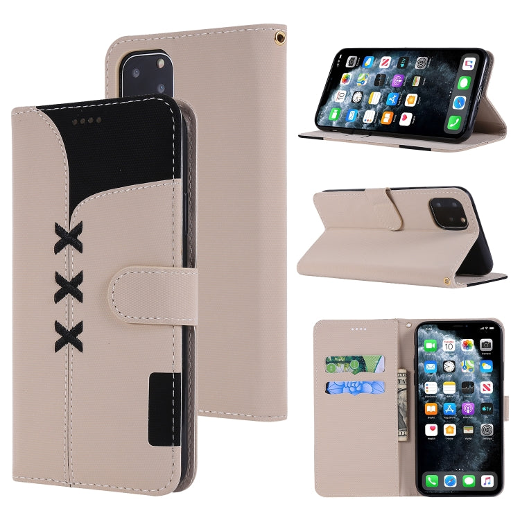 For iPhone 11 Pro Max Fabric Stitching Embroidery Horizontal Flip Leather Case With Holder & Card Slots & Wallet