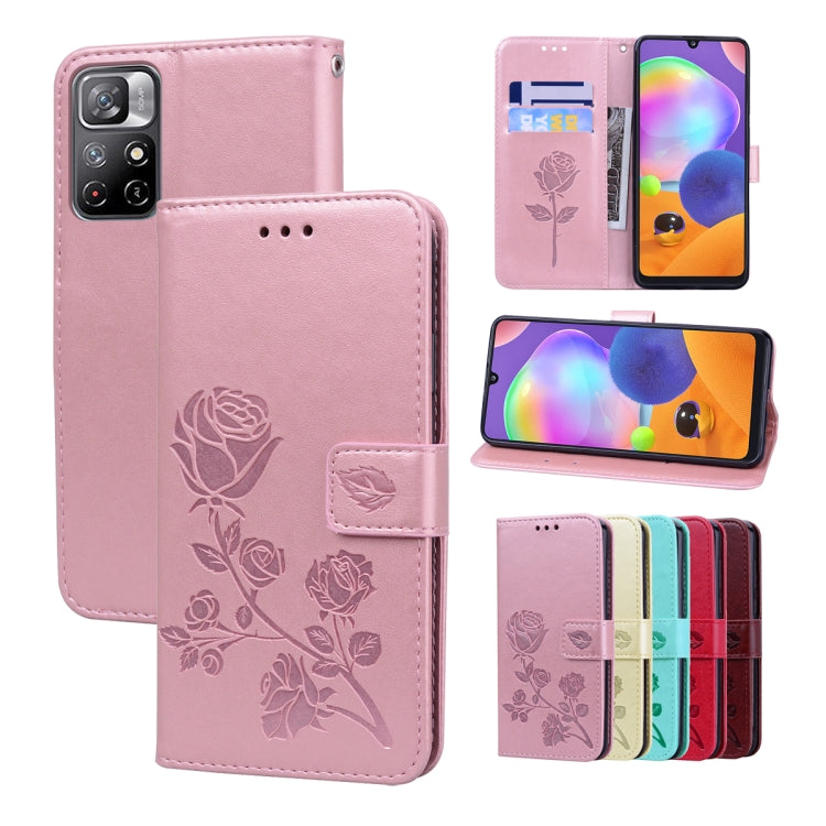 For Xiaomi Redmi Note 11T 5G / Poco M4 Pro 5G Rose Embossed Leather Phone Case