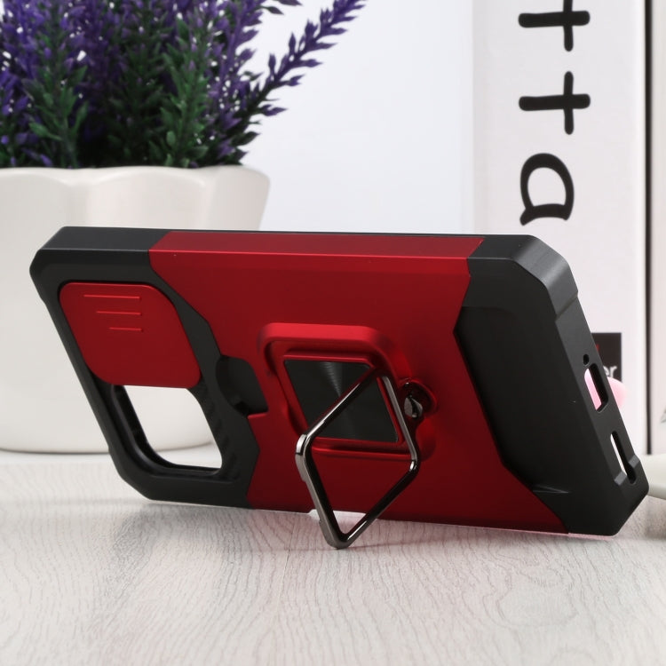 For Xiaomi Mi 11 Lite Sliding Camera Cover Design PC + TPU Shockproof Phone Case with Ring Holder & Card Slot