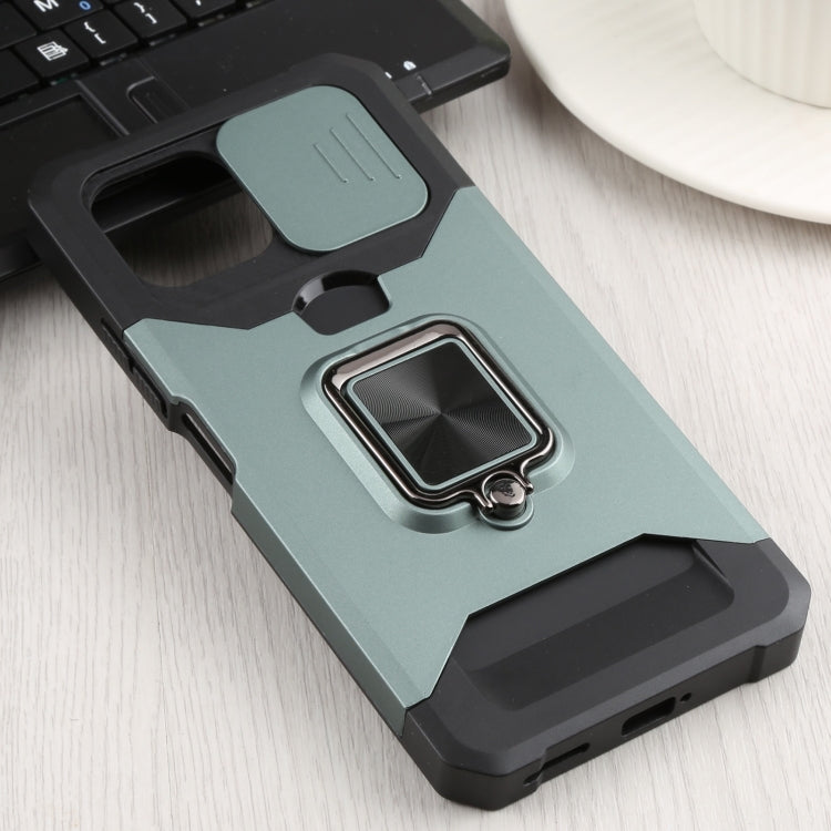 For Xiaomi Mi 11 Lite Sliding Camera Cover Design PC + TPU Shockproof Phone Case with Ring Holder & Card Slot