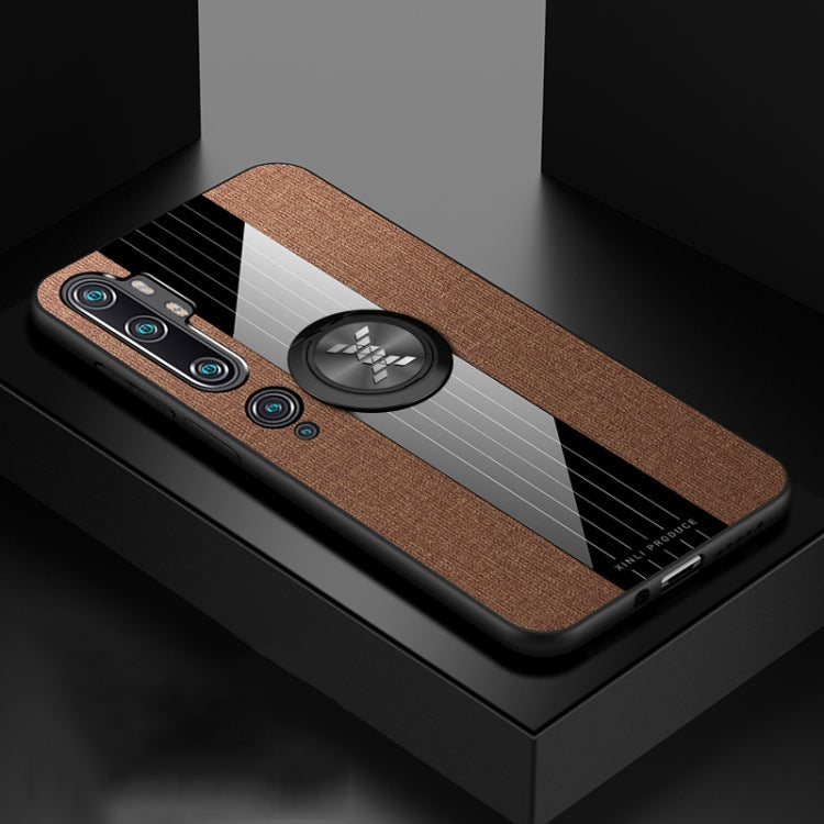 For Xiaomi Mi CC9 Pro XINLI Stitching Cloth Texture TPU Phone Case with Ring Holder