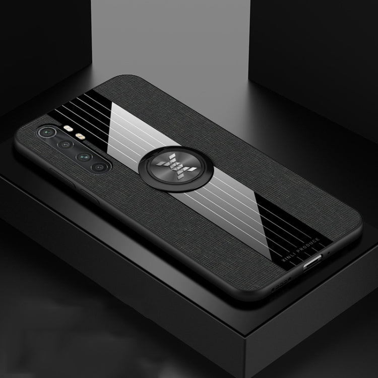 For Xiaomi Mi Note 10 Lite XINLI Stitching Cloth Texture TPU Phone Case with Ring Holder