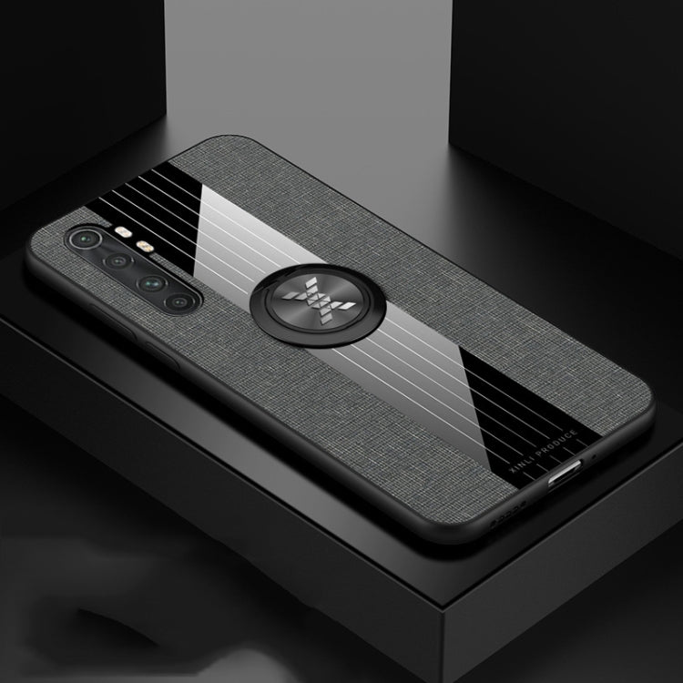 For Xiaomi Mi Note 10 Lite XINLI Stitching Cloth Texture TPU Phone Case with Ring Holder