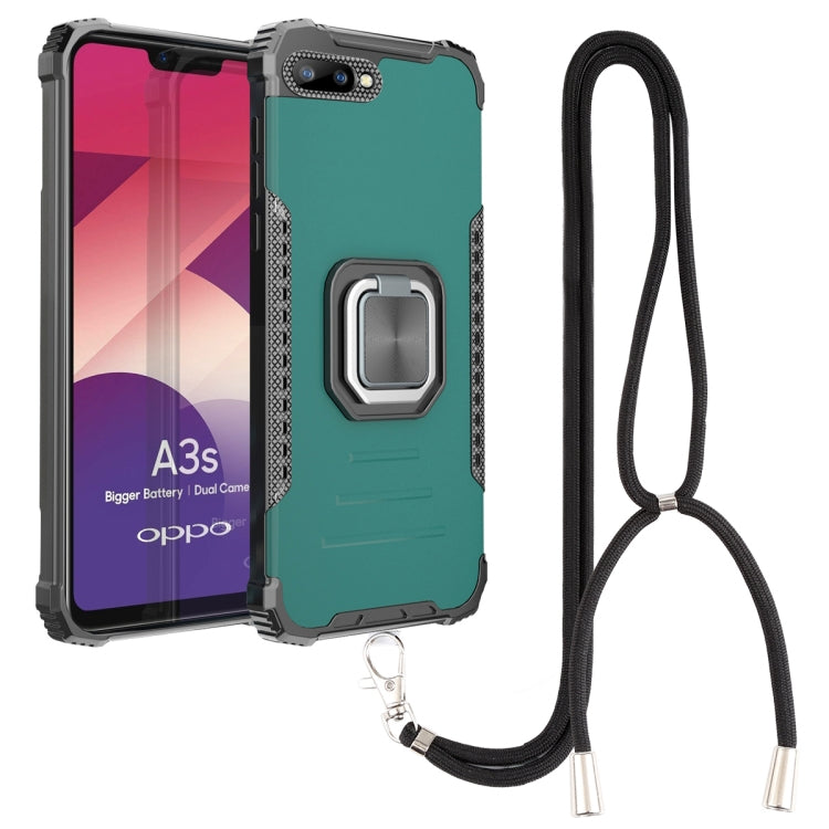 For OPPO A3s / C1 / A5 / A12e Aluminum Alloy + TPU Phone Case with Lanyard
