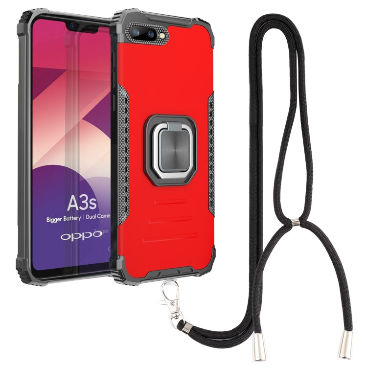 For OPPO A3s / C1 / A5 / A12e Aluminum Alloy + TPU Phone Case with Lanyard