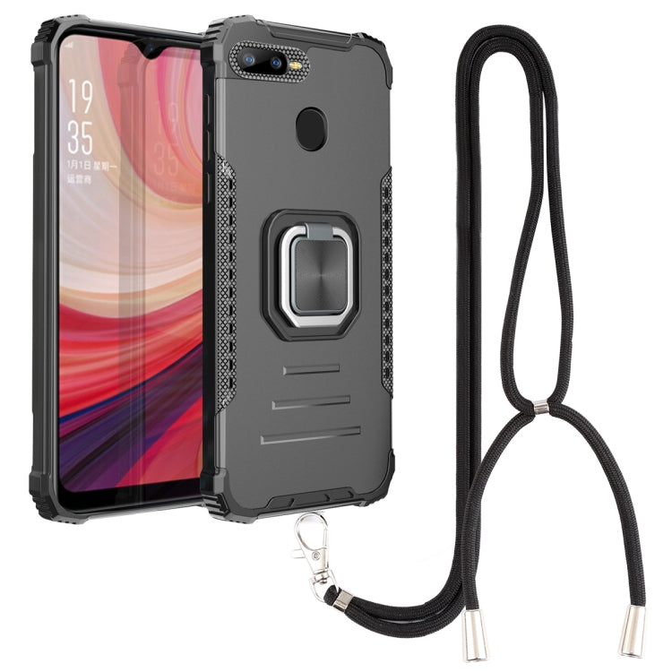 For OPPO A7 / A5S / A12 / A11K / F9 Aluminum Alloy + TPU Phone Case with Lanyard