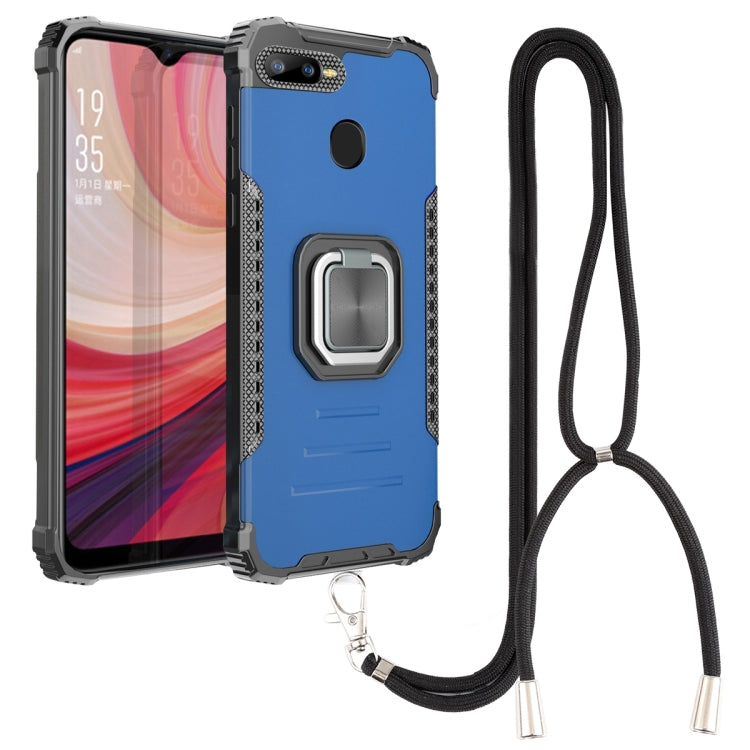 For OPPO A7 / A5S / A12 / A11K / F9 Aluminum Alloy + TPU Phone Case with Lanyard