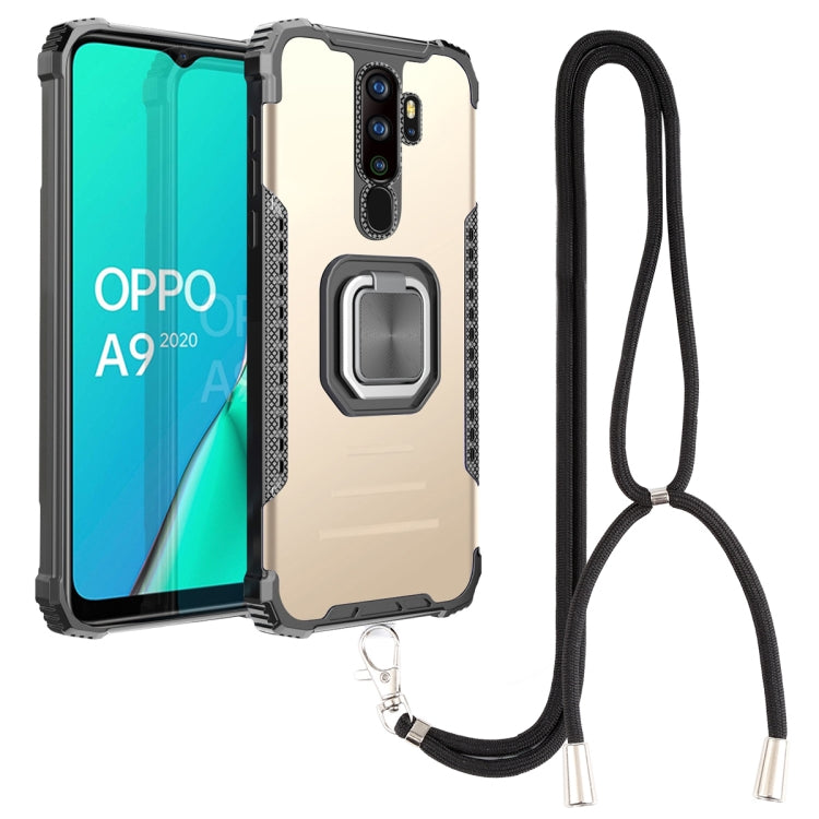 For OPPO A9 2020 / A5 2020 Aluminum Alloy + TPU Phone Case with Lanyard