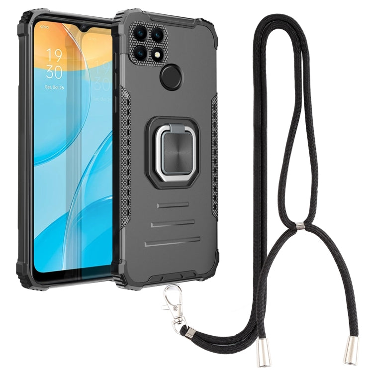 For OPPO A15 / A15S Aluminum Alloy + TPU Phone Case with Lanyard