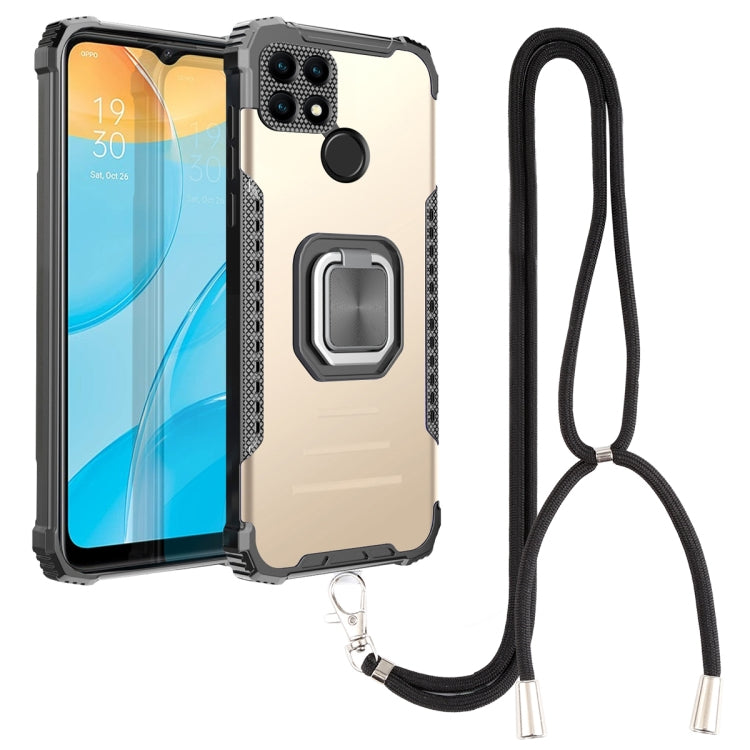 For OPPO A15 / A15S Aluminum Alloy + TPU Phone Case with Lanyard