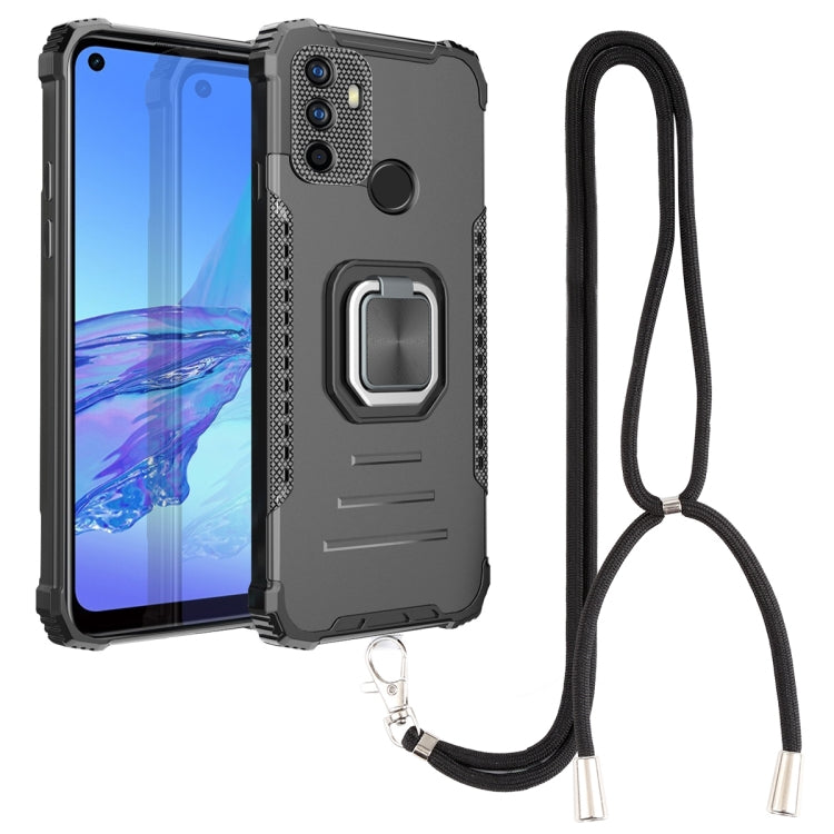 For OPPO A53 2020 / A32 Aluminum Alloy + TPU Phone Case with Lanyard