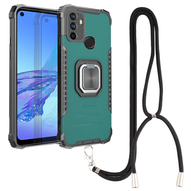 For OPPO A53 2020 / A32 Aluminum Alloy + TPU Phone Case with Lanyard