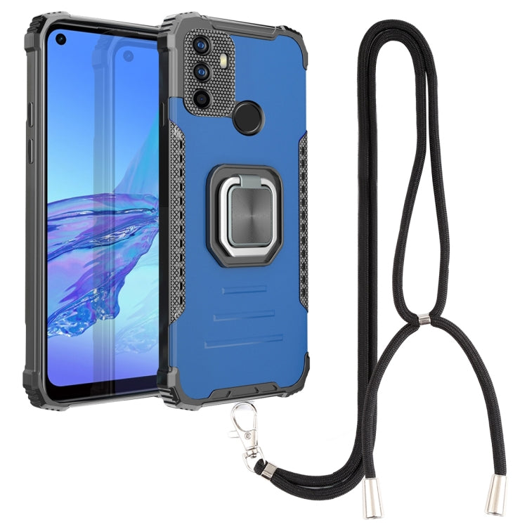 For OPPO A53 2020 / A32 Aluminum Alloy + TPU Phone Case with Lanyard