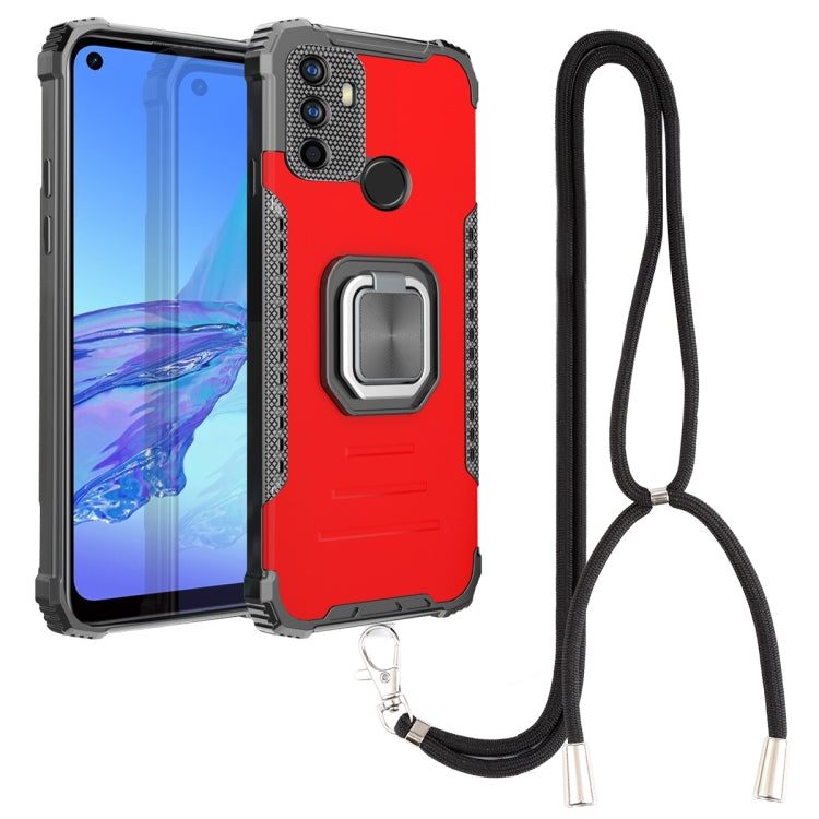 For OPPO A53 2020 / A32 Aluminum Alloy + TPU Phone Case with Lanyard