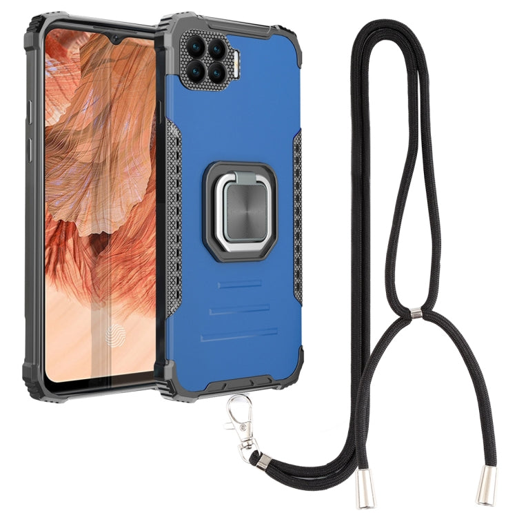 For OPPO A73 Aluminum Alloy + TPU Phone Case with Lanyard