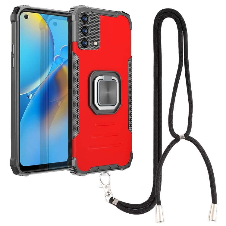 For OPPO A74 4G Aluminum Alloy + TPU Phone Case with Lanyard